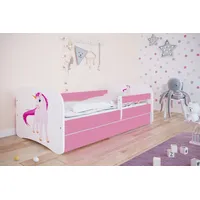 Sellbee Kinderbett Jugendbett 70x140 cm Rosa mit Matratze Rausfallschutz