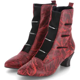 SIMEN Damen Stiefeletten Rot Glattleder marmoriert Größe: 39 - 39