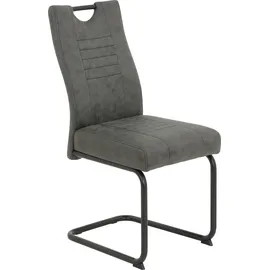 Hela Tische, 4er Set, Esszimmerstuhl Jupiter, Bezug Microfaser, Anthrazit, Komfortsitz Federkorb, Rundrohr Metallgestell schwarz), 140kg belastbar