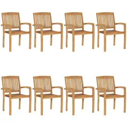 vidaXL Stapelbare Gartenstühle 8 Stk. Massivholz Teak