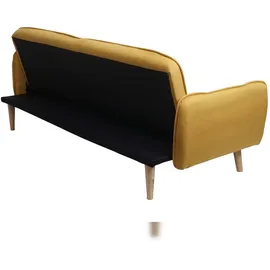 Mendler Schlafsofa HWC-J18, Couch Klappsofa Gästebett Bettsofa, Schlaffunktion Stoff/Textil 185cm ~ gelb