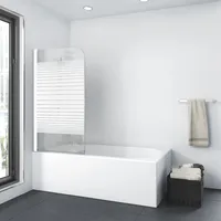 Marwell White Stripes«, mit Sichtschutz, Breite: 125 cm – 1-teilige schwingbare Duschwand in matt weiß – Duschabtrennung aus 4 mm Einscheibensicherheitsglas für Badewanne