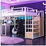 HAUSS SPOLE Etagenbett 140x200cm Mit Aufbewahrungsleiter und Einfachen, Weiß mit Matratze 140 cm x 200 cm