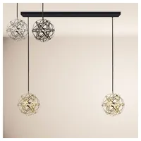 S.luce Pendelleuchte Atom LED Esstisch-Pendelleuchte 2-5-flammig Balken 160cm Chrom,
