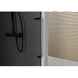 Bernstein Nischendusche mit Schiebetür Soft-Close DX906 flex 110 cm Schwarz matt 8 mm Nano graues Glas