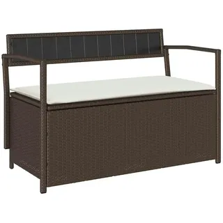 vidaXL Gartenbank mit Stauraum und Kissen Braun Poly Rattan