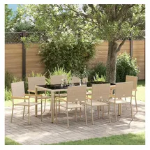vidaXL Garten Essgruppe 9-tlg. Beige