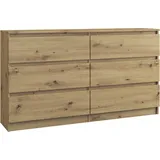 roe furniture Kommode mit 6 Schubladen 138 x 77 x 77 cm Braun