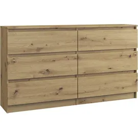 roe furniture Kommode mit 6 Schubladen 138 x 77 x 77 cm Braun