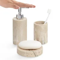 Navaris Badezimmer Set - Seifenspender Zahnputzbecher Set - 3er