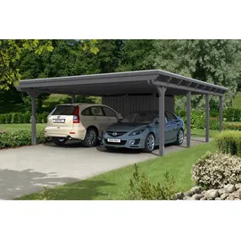 SKANHOLZ Doppelcarport Emsland 6,13 x 8,46 m grau mit Abstellraum