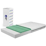alpha mat Matratze 140x200 Schaumstoffmatratze Simply Höhe 15 cm, Rollmatratze 7-Zonen Härtegrad H3 H2 mittelfest, Wendematratze, Oeko-Tex, Hyperallergen, waschbarer Bezug
