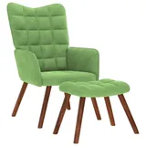 vidaXL Relaxsessel mit Hocker 57 x 66,6 x 66,6 cm Hellgrün Samt