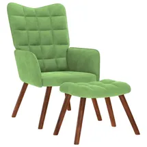 vidaXL Relaxsessel mit Hocker 57 x 66,6 x 66,6 cm Hellgrün Samt
