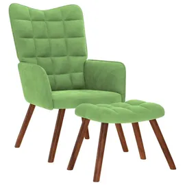 vidaXL Relaxsessel mit Hocker 57 x 66,6 x 66,6 cm Hellgrün Samt