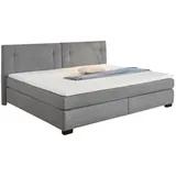 JOB Boxspringbett Family 240 x 200 cm Stoff Grau Hellgrau