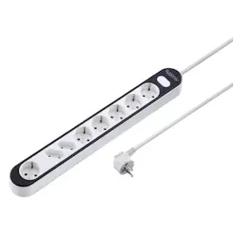 Sygonix Steckdosenleiste 1,40 m Schwarz/Weiß 1 St.