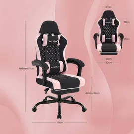 Woltu Gaming Stuhl mit Massagefunktion, Taschenfederkissen, ergonomisch, Netzstoff : Schwarz+Rosa Farbe: Schwarz+Rosa - Schwarz/Rosa