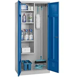 Gürkan Putzmittelschrank 104528 lichtgrau, enzianblau 80,0 x 50,0 x 180,0 cm, aufgebaut, 1 St.