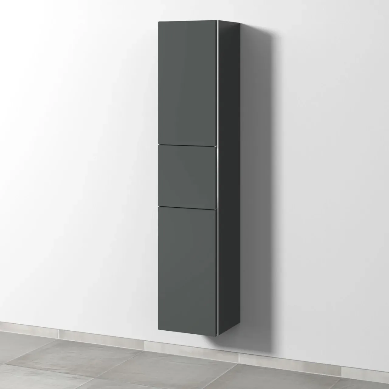 Sanipa 3way Hochschrank mit 2 Türen und 1 Auszug, Anthrazit-Matt BR10222