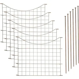 Estexo Rost Teichzaun Gitterzaun 11tlg Set Steckzaun Metall Zaun Unterbogen