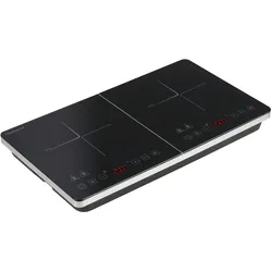 Sommertal Induktionskochfeld 2 Platten 3500W Tragbar Super-Slim Design bis 240 °C mit 4h Timer, Touch-Bedienung