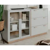 furn.design Sideboard grau, Hickory Walnuss 163 cm, Kommode mit Glastüren | Gr.: onesize