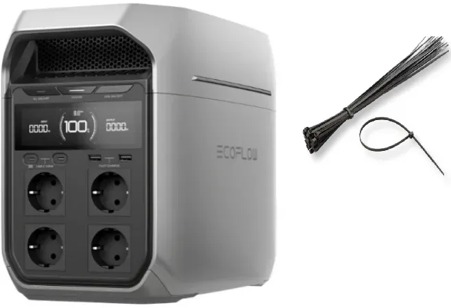 EcoFlow DELTA 3 Plus Tragbare Powerstation + Kabelbefestigung