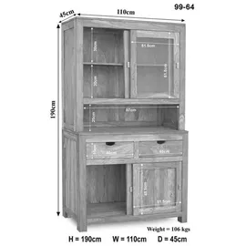 MASSIVMOEBEL24.DE Buffet Akazie 110 x 45 x 190 cm NATURE WHITE
