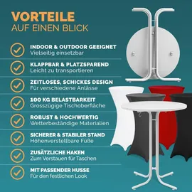 CASARIA Stehtisch Klappbar Schwarz