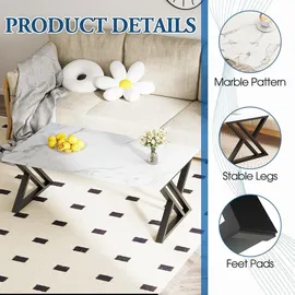 luxuskollektion Couchtisch Holz Weiß Schwarz Metallgestell