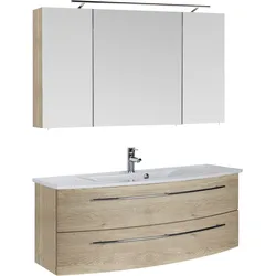 Badmöbel-Set SAPHIR "3040", braun (eiche struktur, eiche struktur), B:120cm, Kastenmöbel-Sets, Breite 120 cm