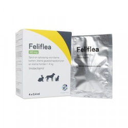 Feliflea 40 mg Spot-on oplossing voor hond, kat en konijn (tot 4kg)  2 x 4 pipetten