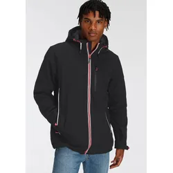 Winterjacke POLARINO, Herren, Gr. 58, schwarz, Softshell, Obermaterial: 96% Polyester, 4% Elasthan. Futter: 100% Polyester. Wattierung: 100% Polyester, sportlich, mit verstellbarem Klettverschluss, Jacken, für kalte Temperaturen, aus Softshell, mit Kapuze, viele Taschen