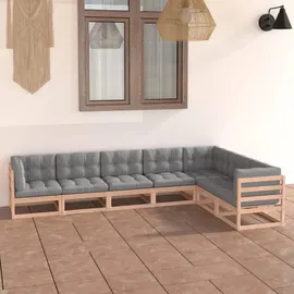 vidaXL 7-tlg. Garten-Lounge-Set mit Kissen grau