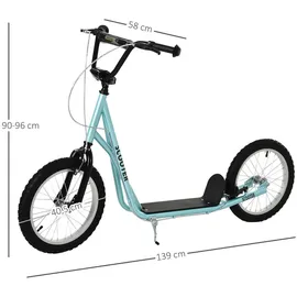 Homcom Kinderscooter mit Handbremse blau