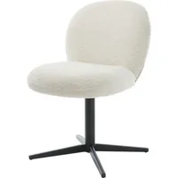 DeLife Drehstuhl Nube-Flex Bouclé Weiß Fußkreuz Schwarz 360° drehbar