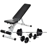 vidaXL Hantelbank mit Langhantel und Kurzhantel Set 60,5 kg