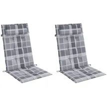 vidaXL Hochlehner Auflage 2 St. 0 x 0 x 0 cm grau kariert