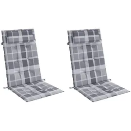 vidaXL Hochlehner Auflage 2 St. 0 x 0 x 0 cm grau kariert