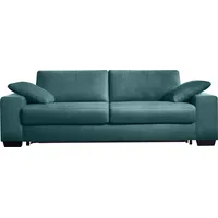 Schlafsofa BALI "Norwalk" Sofas Gr. 140cm x 200cm, Struktur fein, Basic: Gitterrostunterfederung-Kaltschaummatratze, blau (türkis) Dauerschlaffunktion, mit Unterfederung Lattenrost und Matratze