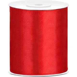 Partydeco Satin Geschenkband rot 25m 100mm breit