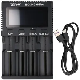 XCell Schnellladegerät X4000 PRO mit LCD-Display - ideal für 1-4 NiMH. Li-ion 1.5V, Li-ion und LiFePo4