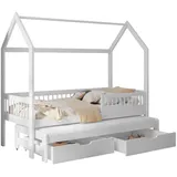 Mirjan24 Kinderbett Asher 80 x 180 cm Kiefer lackiert weiß