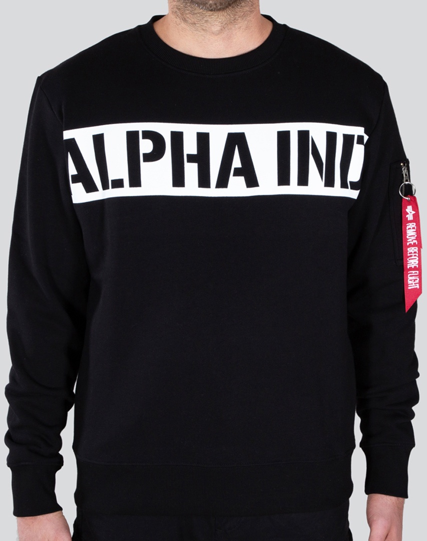 Alpha Industries Printed Stripe Pullover, zwart, M