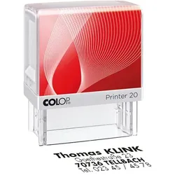 Colop personalisierter Stempel »Printer 20« selbstfärbend 4 Textzeilen ohne Logo rot, 5.8x7x3 cm
