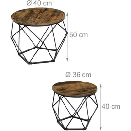Relaxdays Couchtisch 2er Set Braun Schwarz Holz 40 x 50 cm