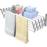 Sinbide Ausziehbarer Wäscheständer – Wandmontage – robust und kompakt – Wäscheständer mit 9 Stangen à 100 cm für innen und außen