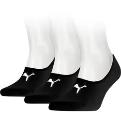 Füßlinge PUMA "PUMA UNISEX FOOTIE 3P", Damen, Gr. 43-46, schwarz, Baumwollmischung, elastisch, Socken, NoShow Socks, atmungsaktiv, elastisches Bündchen