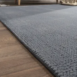 Paco Home Teppich Wohnzimmer Kurzflor Skandinavisches Boho Muster Moderne Einfarbige Deko, 160x220 cm, Anthrazit & Paco Home